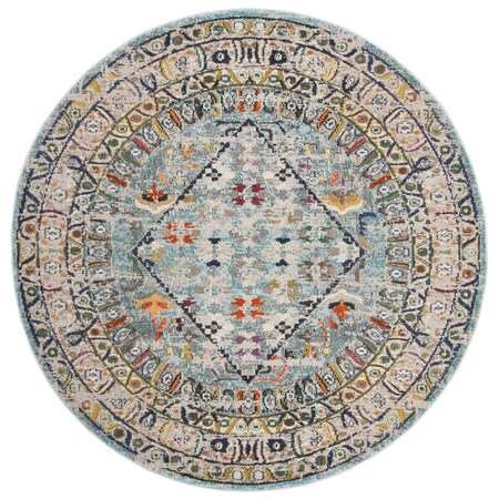 Safavieh 3 x 3 ft. Monaco Power Loomed Round Area Rug; Blue & Light Grey MNC255M-3R
